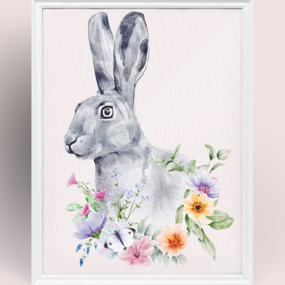 Other - Wall Art Watercolor Bunny Print Poster Unframed